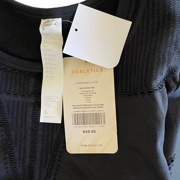 Fabletics Jaymee Cropped Mesh Cutout Long Sleeve Train Yoga Fitted Athletic Top - Picture 15 of 16